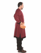 ARTHUR Cotton Burgundy/Black Tunic : Medieval Viking Renaissance Long Sleeve Cotton Tunic